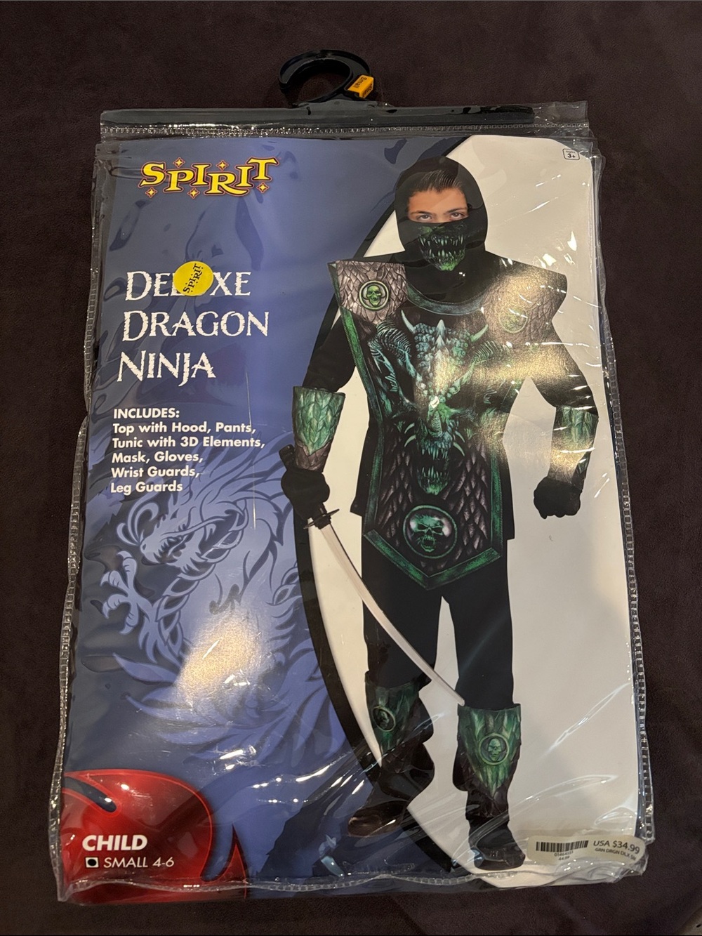 Spirit Deluxe Dragon Ninja Costume - Black & Green